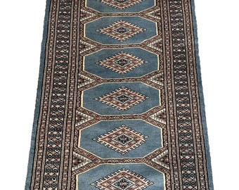 2'3" x 8'9" Bokhara Hall Runner Blue Pakistani 100% Wool Area Rug Hand-knotted