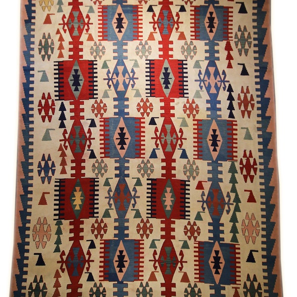 9x12 Vintage kilim area rug, Turkish kilim rug, flat weave wool carpet, tribal geometric home decor