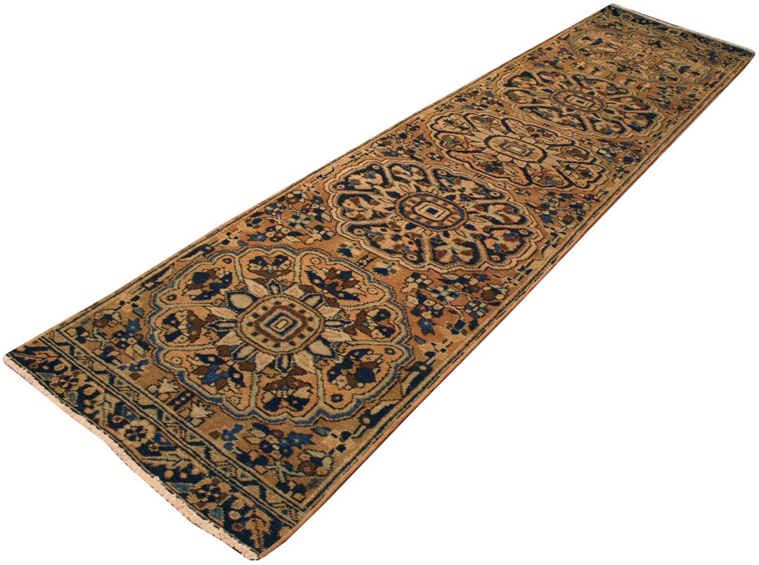 Traditional Hall Runner Rug 2.6x10.7 Antique Oriental Traditional Hall Runner 100% Wool Hand ...
