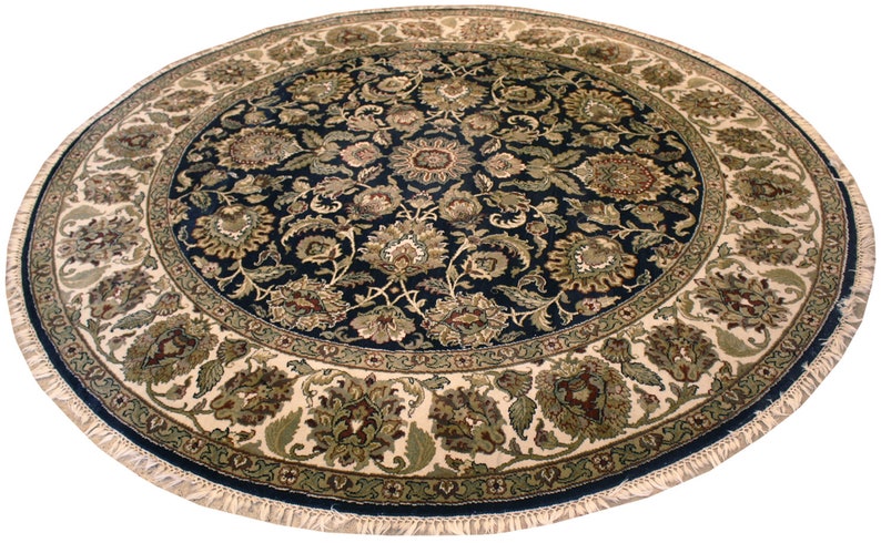 Round Area Rug Indian Agra Circular Handmade Wool Round Area Rug Indian Agra Circular, 8 Foot Round Wool Area Rugs