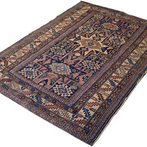 Antique Russian Kuba Perepedil Kazak geometric wool hand knotted caucasian area rug 4x5.5