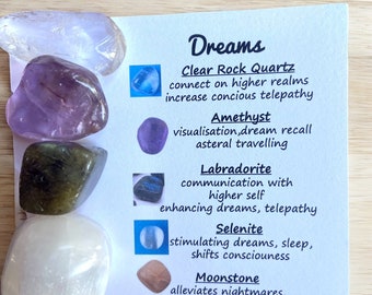 Dreams Crystal Box Set (Personalisable). Personalised Dreams Crystal Gift Box Set. Dreams Crystal Set. Dreams Crystal Set with info Cards.