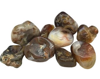 FIRE AGATE TUMBLESTONE 15- 25 mm with an information card in an organza bag