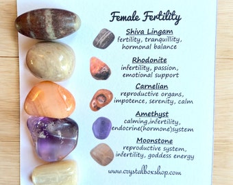 Female Fertility Crystal Box Set (Personalisable). Female Fertility Personalised Crystal Box Set. Female Fertility Crystal Set with Cards.
