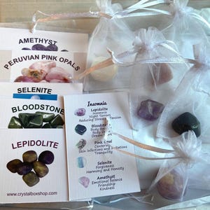 Insomnia Crystal Box Set – Reiki‑Energised Crystals, Information Cards, Personalisation Option & Eco‑Friendly Packaging
