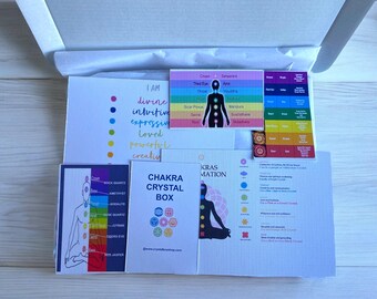 Chakra Crystal Box Set- Personalised Crystal box set, Chakra Crystal Set, Gift Boxed Crystal set with information Cards.