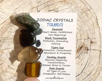 Taurus Crystal Box Set – Reiki-geactiveerde kristallen, informatiekaarten, personalisatieoptie en milieuvriendelijke verpakking
