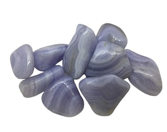 Blue Lace Agate Pebbles Grade A, with an inf card in an organza bag 35-45mm, Blue Lace Agate Ex large Grade A. Ex Large Blue Lace Agate ***