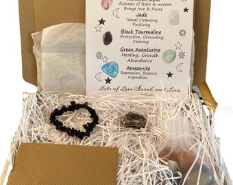 Capricorn Zodiac Crystal Box with gifts. Personalisable Capricorn Crystal Box with extras.  Capricorn Wall Art, Crystals and more.