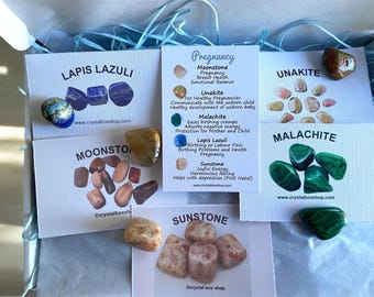 Pregnancy Crystal Box Set- Personalised Pregnancy Crystal Box Set, Pregnancy Crystal Set Gift Boxed, Pregnancy Crystal set with info cards.