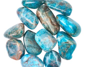 Apatite (Blue) Crystal/Tumblestone 20-30mm with an information card in an organza bag. Apatite Crystal. Apatite. Apatite Tumblestone