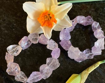 Amethyst Chunky Gemstone Bracelet. Amethyst Bracelet, Amethyst RaGemstone Bracelet, Raw Amethyst Bracelet. Amethyst Bracelet Gemstone Gift.