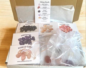Calming Animals Crystal Box Set (Personalisable). Calming Animals Personalised Crystal Box Set.  Animals Crystal set with info Cards.