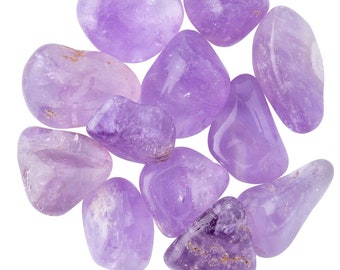 Amethyst Grade A Tumblestone/Crystal 20-30mm with an information card in an organza bag. Amethyst Grade A, Amethyst top grade. Amethyst pure