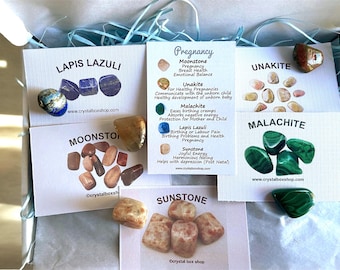 Pregnancy Crystal Box Set- Personalised Pregnancy Crystal Box Set, Pregnancy Crystal Set Gift Boxed, Pregnancy Crystal set with info cards.