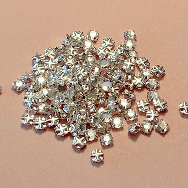 12ss Preciosa Crystal Rose Montees, Diamantes in Spangen, 3.1mm Rosemonts