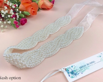 Pearl And Bugle Bead Belt With Clasp Or Sash - JUDE