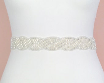 Pearl And Bugle Bead Belt With Clasp Or Sash - JUDE