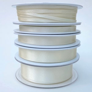 Bridal White (Ivory) (Shade 419) Berisford Premium Quality Double Sided Satin Ribbon. Eco Friendly Recycled. 3mm - 70mm Made In UK