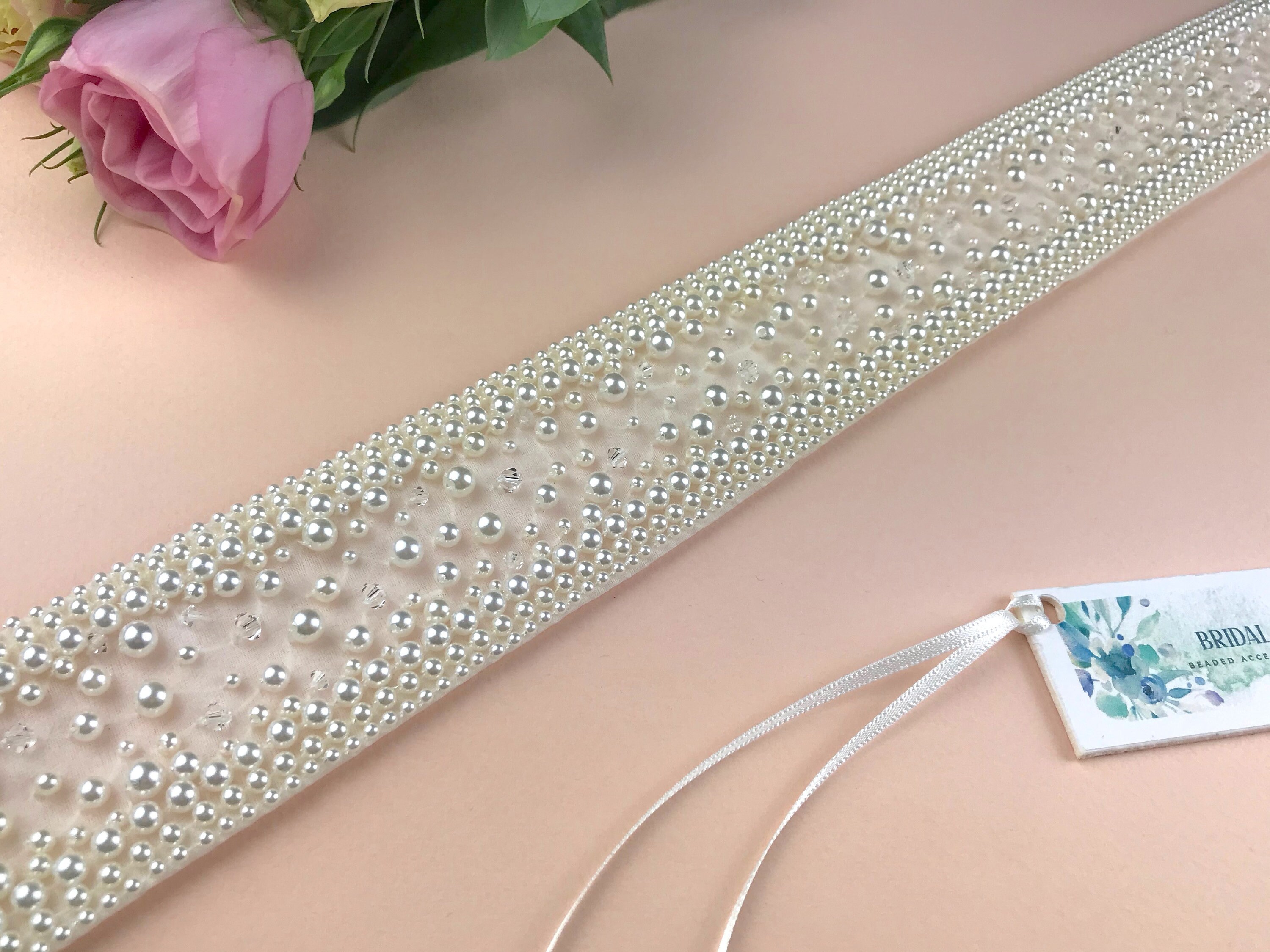4 Pack Wedding Pearl Belt for Women Dress Rhinestone Bridal
