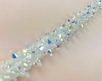 Vow’D clear bead sash- bridal wedding belt Wedding Accessories - Silver Bridal Sash Belt with Crystals  main image 4