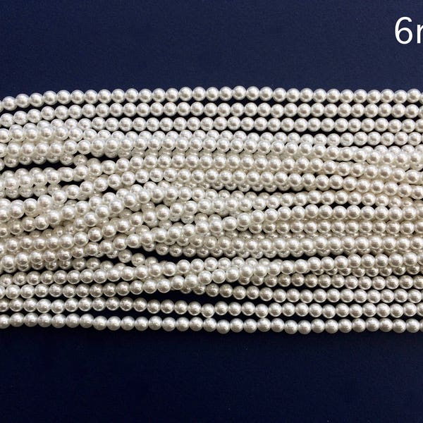 Perles japonaises d'imitation de haute qualité de 6 mm, perles de mariée, perles blanches, perles d'ivoire, perles de mariage, perles de mariée