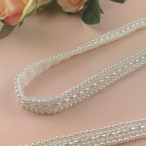 Pair Of Pearl Beaded Attachable Bridal Straps, Wedding Dress Straps, White Or Ivory Pearl Straps, 14mm (0.5") wide - YASMIN