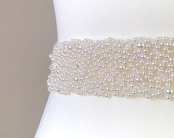 Pearl Bridal Belt, Classic Bridal Belt, Pearl Wedding Sash, Sparkly Belt, Belt With Clasp, Pearl Belt - Made in UK - SOPHIA.