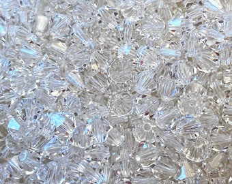 Bicone cristallin de 5mm, perles de cristal, bicones de verre, perle à facettes, xilion, petit cristal, cristaux de Preciosa, rondels clairs