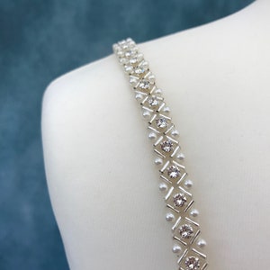 Handgefertigte Perlen & Diamanté Perlen Hochzeitskleid Riemen - 1 cm Breit
