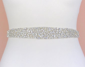 Embellished Bridal Belt, Diamante Wedding Belt, Silver Bridal Sash, Silver Bridal Belt, Full Length Bridal Belt - Made To Measure - CHERISH