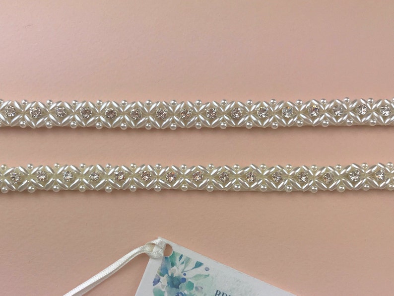 Pair Of Pearl And Diamante Attachable Bridal Straps, Wedding Dress Straps, Beaded Straps, Sparkly Straps, Pearl Straps PAIGE image 8