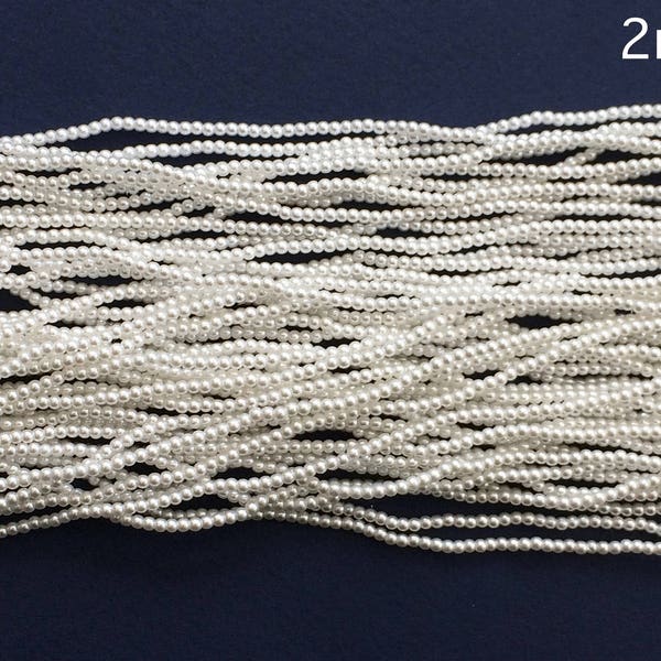 Perles d'imitation 2 mm, Petites perles, Perles de mariée, Perles blanches, Perles ivoires, Petites perles, Perles du Japon, Mariage, Perles de mariée