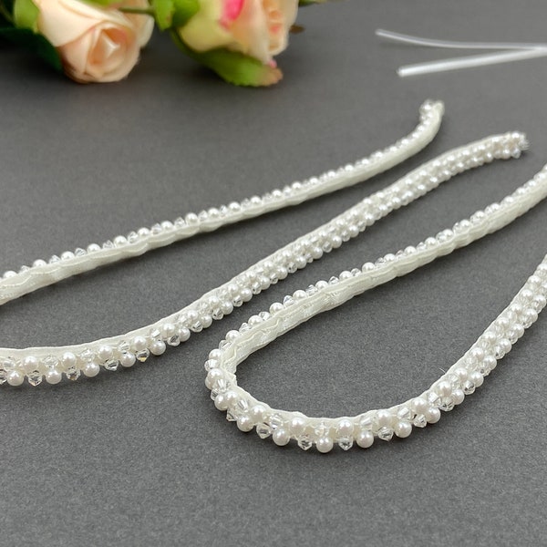 Pair Of Sparkly Crystal And Pearl Attachable Bridal Straps, Wedding Dress Straps, Skinny Straps - SIENNA