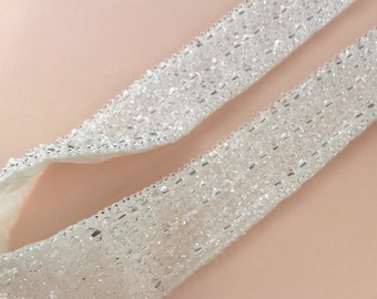 Crystal Bridal Belt, Clear Crystal Belt, Sparkly Bridal Belt, Glass Belt, Clear Wedding Belt, Clasp Belt - Made To Measure - AURORA