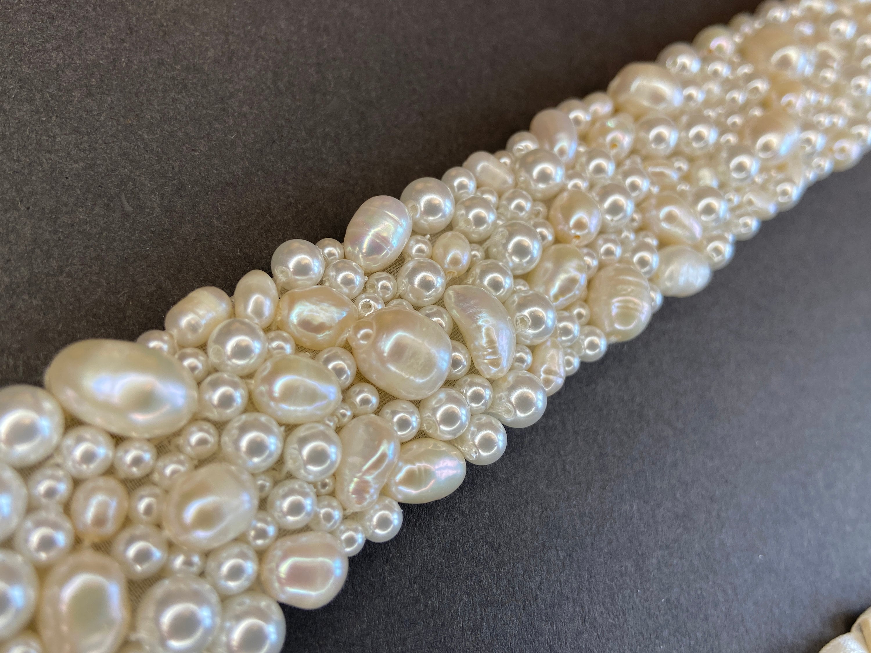 Ivory Freshwater Pearl Bridal Belt: Hand Sewn Wedding Sash  display picture 1