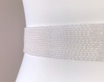 Bridal Belt, Beaded Bridal Belt, Bugle Bead Belt, Beaded Sash, Wedding Belt, Bride Belt Clasp, Made To Measure - ASTRID