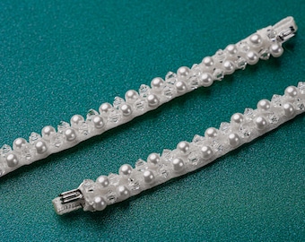 Sparkly Crystal & Pearl Bridal Straps: 5mm Skinny Wedding Dress Straps "Sienna"