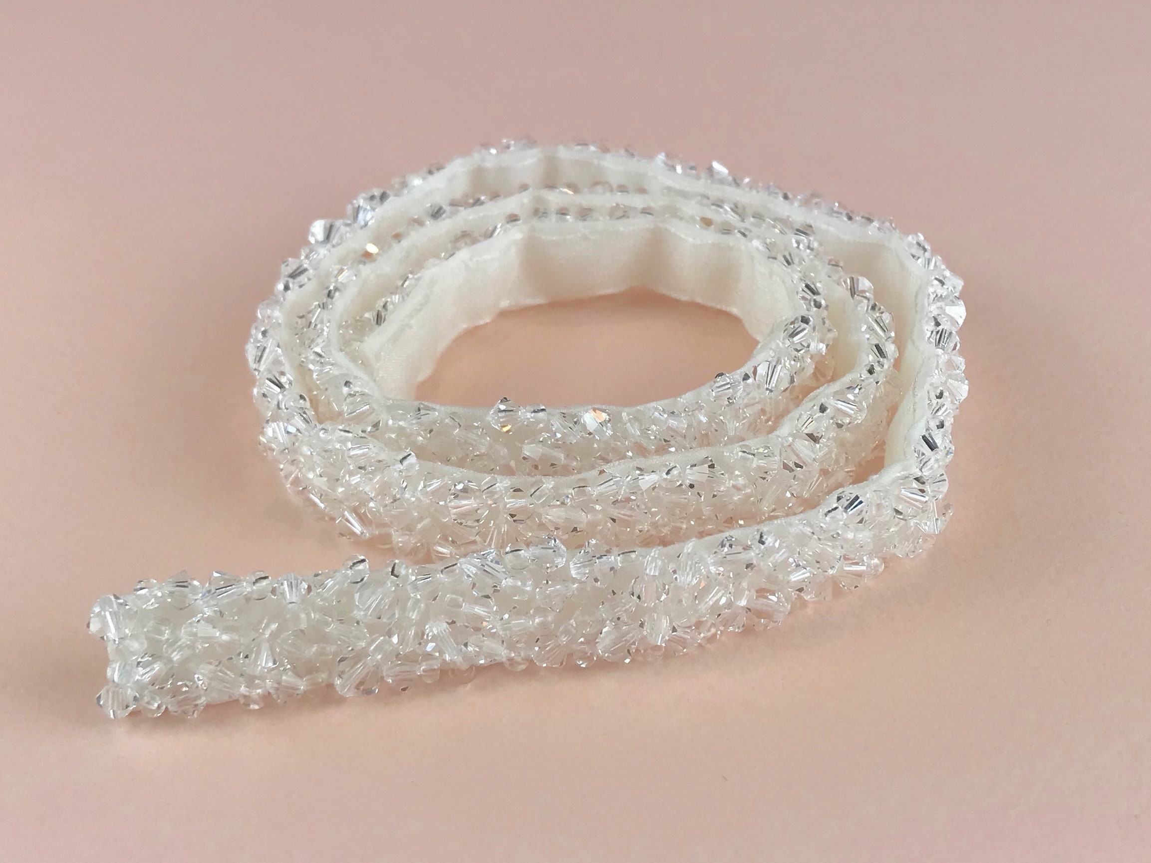 Vow’D clear bead sash- bridal wedding belt Crystal Bridal Belt: Clear Glass Bead Sash, Made to Measure  main image 2