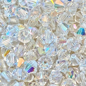 5mm AB crystal bicone, crystal beads, glass bicones , faceted bead, xilion, small crystal, Preciosa crystals, iridescent rondels
