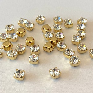 Preciosa Crystal Chaton Montees: Gold Sew-On Settings, 6.5mm