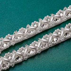 Handgefädelte Perlen Brautgürtel: Kristall Brautkleid Strapse (10 mm breit) &quot;&quot;Mimi&quot;&quot;