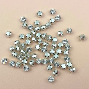Preciosa Crystal Chaton Montees: Sew On Rhinestone, Silver Setting (4.5mm 19ss )