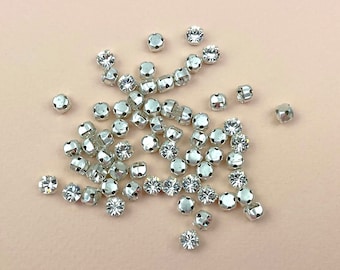 Preciosa Crystal Chaton Montees: strassteen opnaaien, zilveren zetting (4,5 mm 19ss)