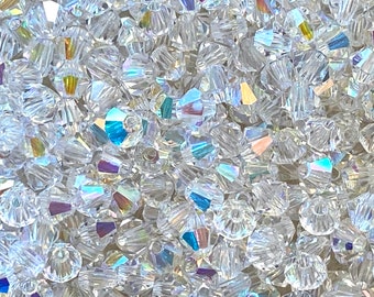 Perline bicono di cristallo AB da 4 mm: Aurora Boreale iridescente Preciosa Xilion