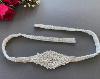 Pearl And Crystal Bridal Belt, Pearl Bridal Belt, Sparkly Wedding Belt, Sash Belt, Wedding Belt, Clasp Belt - BONNIE