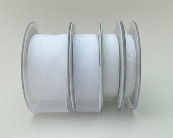 White (Shade 1) Berisford Super Sheer Organza Ribbon. 10mm - 40mm Made In UK