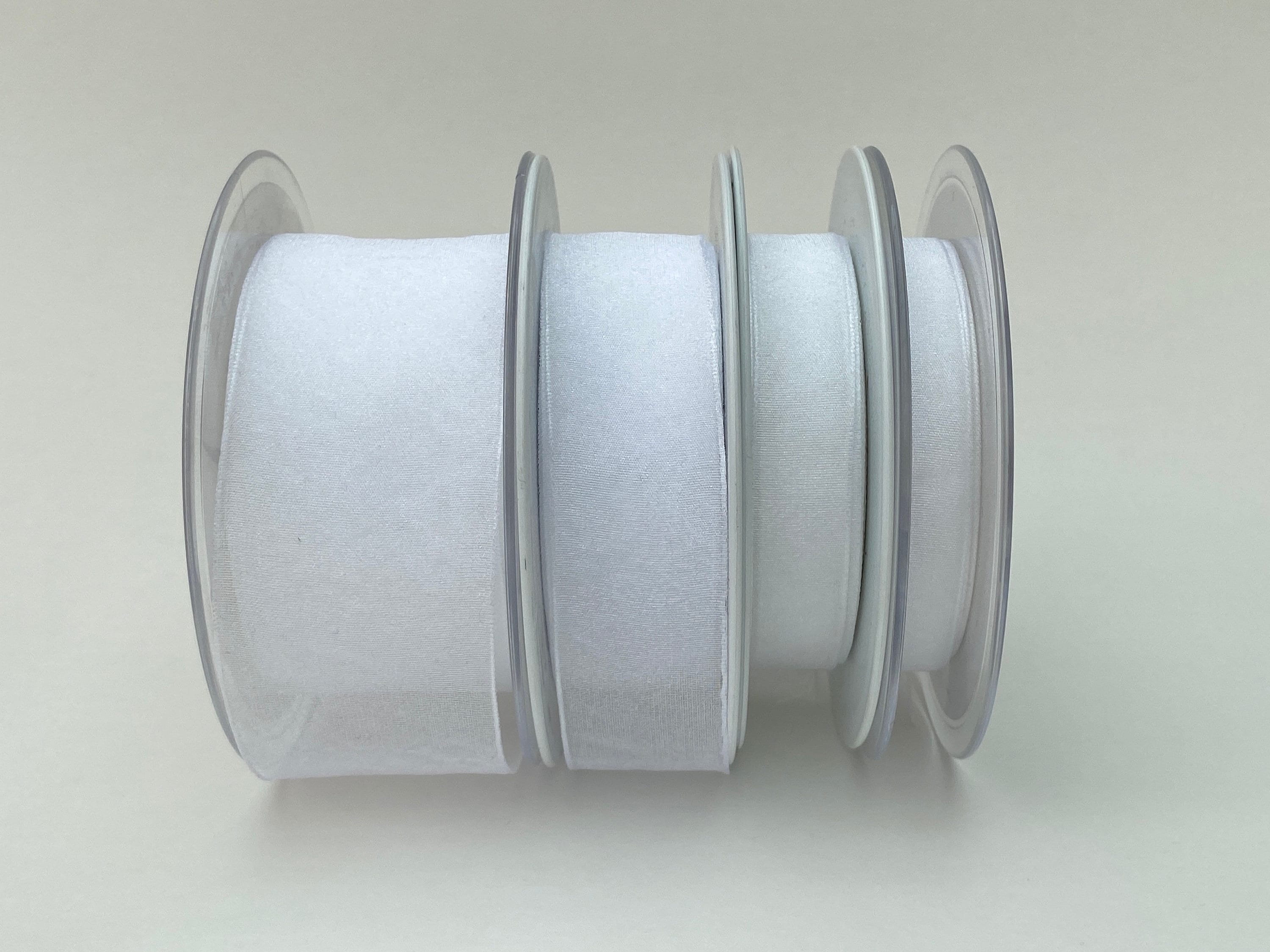White (Shade 1) Berisford Super Sheer Organza Ribbon. 10mm - 40mm Made In UK