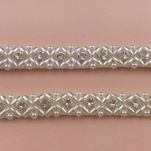 Pair Of Pearl And Diamante Attachable Bridal Straps, Wedding Dress Straps, Beaded Straps, Sparkly Straps, Pearl Straps PAIGE image 1