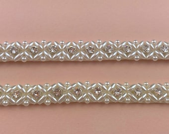 Pair Of Pearl And Diamante Attachable Bridal Straps, Wedding Dress Straps, Beaded Straps, Sparkly Straps, Pearl Straps - PAIGE